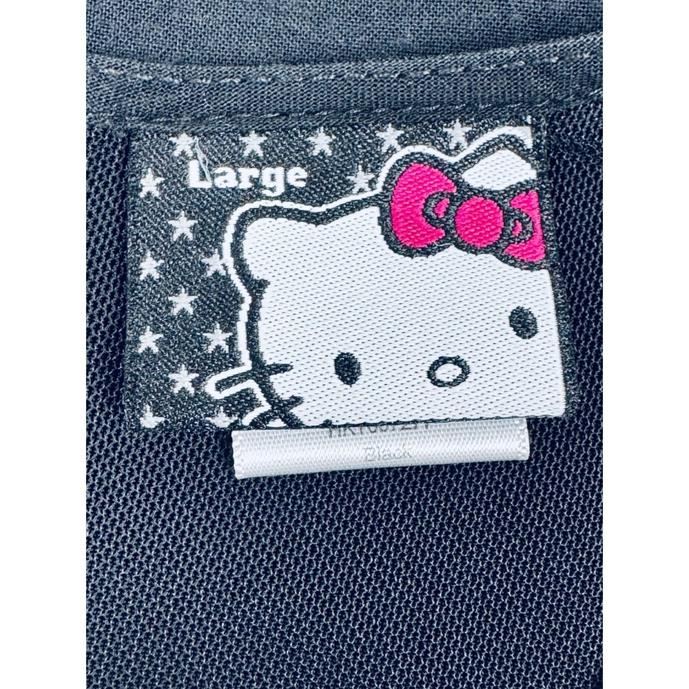 Hello‎ Kitty Sanrio Top Womens Large Black Gold Studded Collar Sheer Button Back - Picture 4 of 12